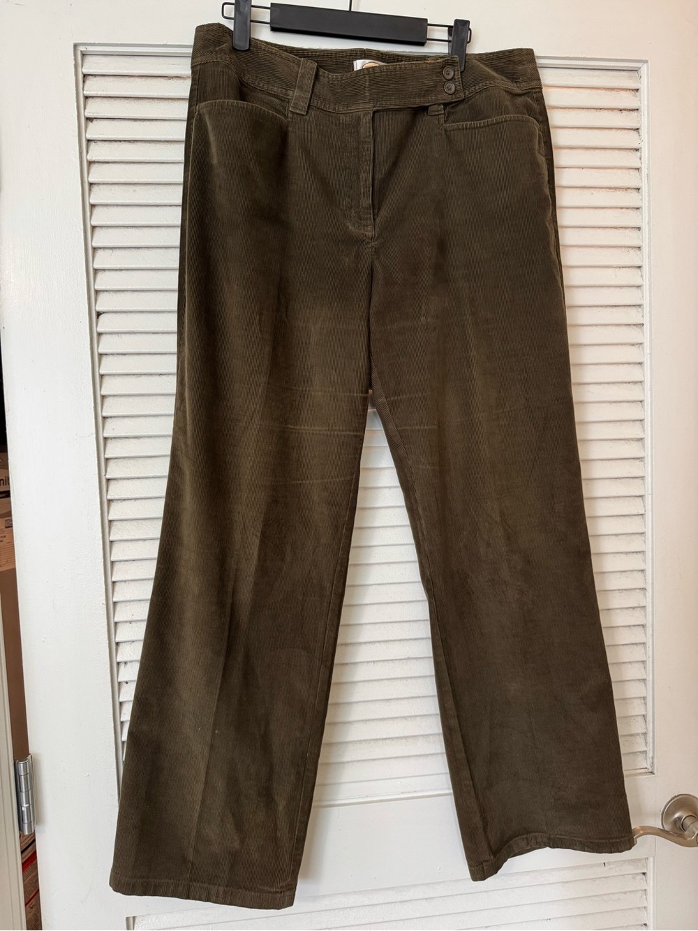 Talbots Olive Green Corduroy Wide-Leg Trousers